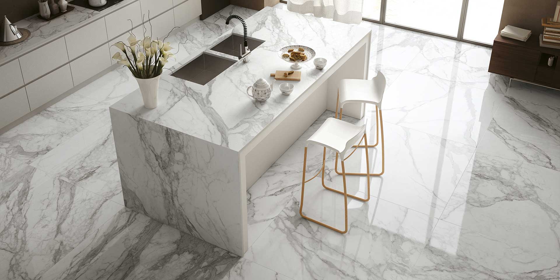 Mesa de mármol construida por Mr. Mármol