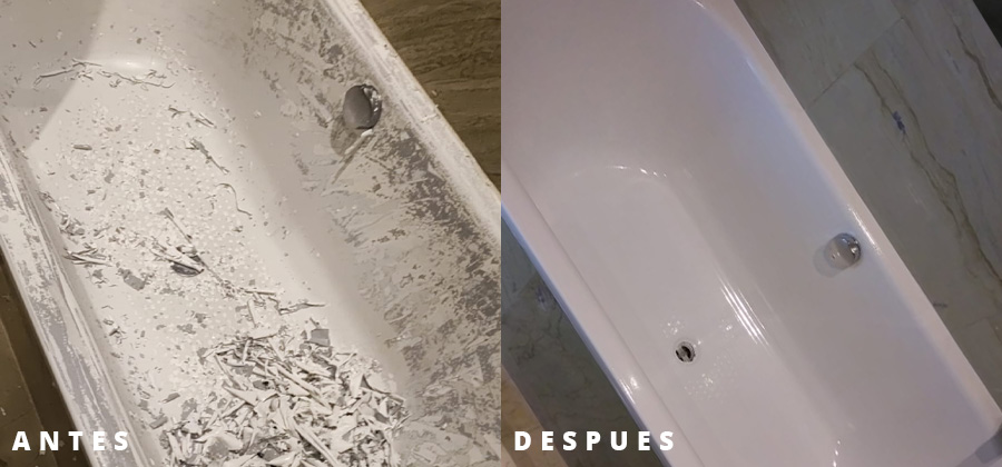 Tina antes y después de la restauración de Mr. Mármol