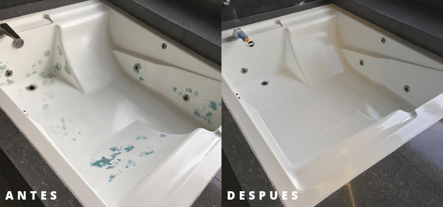 Antes y después de restauración de tina
